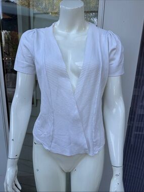 Impress 90s VTG White Short-Sleeve Knit Wrap Top - Women